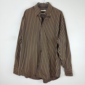 Equilibrio Striped Button Down Shirt Made in Turkey Retro Fall Aesthetic